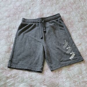 Puma Boys Charcoal Gray Terry Drawstring Athletic Shorts